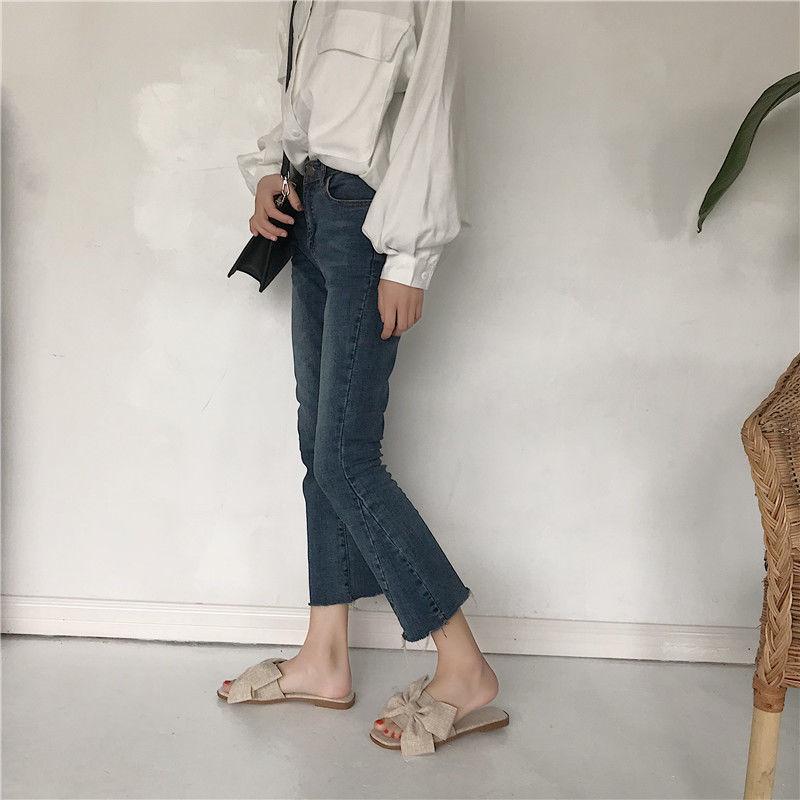 Bow Flat-bottomed Slippers Female Summer Slippers Sandals and Slippers Female Beach Shoes