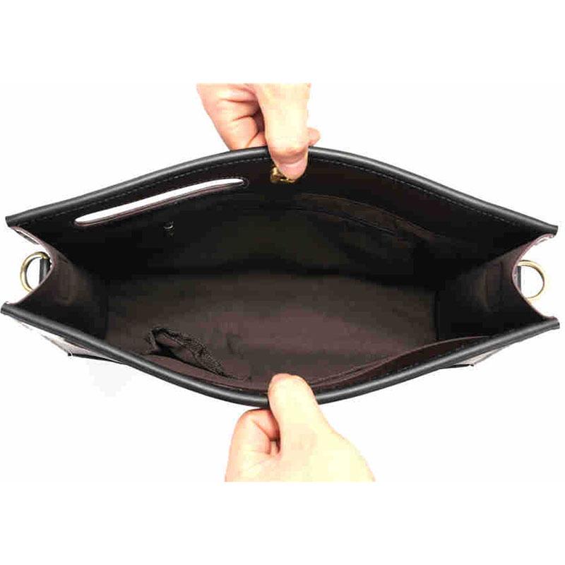 Business briefcase men retro large capacity zipper leather anti-theft waterproof A4 bag handbag