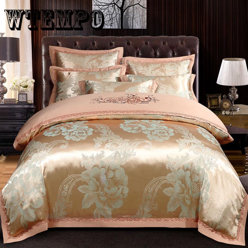 European Bedding Set Jacquard Luxury Stain Bed Set Bed Cover Sheet Queen King Duvet Set Cover