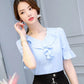 Women's Short Sleeve T-Shirt Flared Sleeve Summer V-Neck Loose Print Top