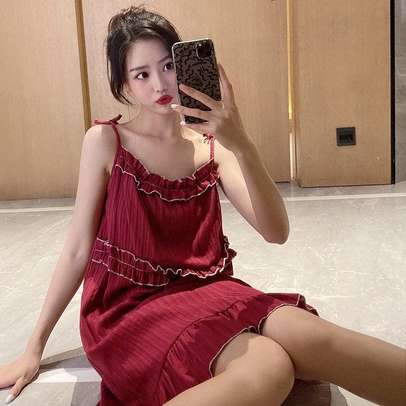 Fashion Cotton Strap Dress Summer Plus Size Sexy Sleeveless Dress Women Pleated Ruffle Dress