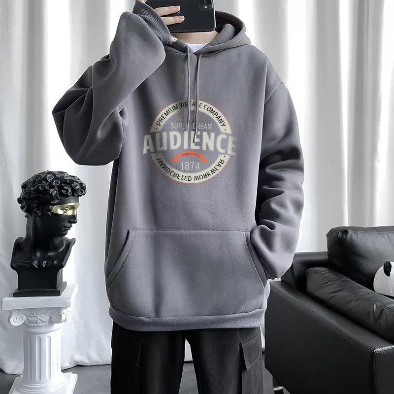Winter Hooded Pullover Sweater Male Youth Plus Velvet Thick Warm Comfortable Loose Top