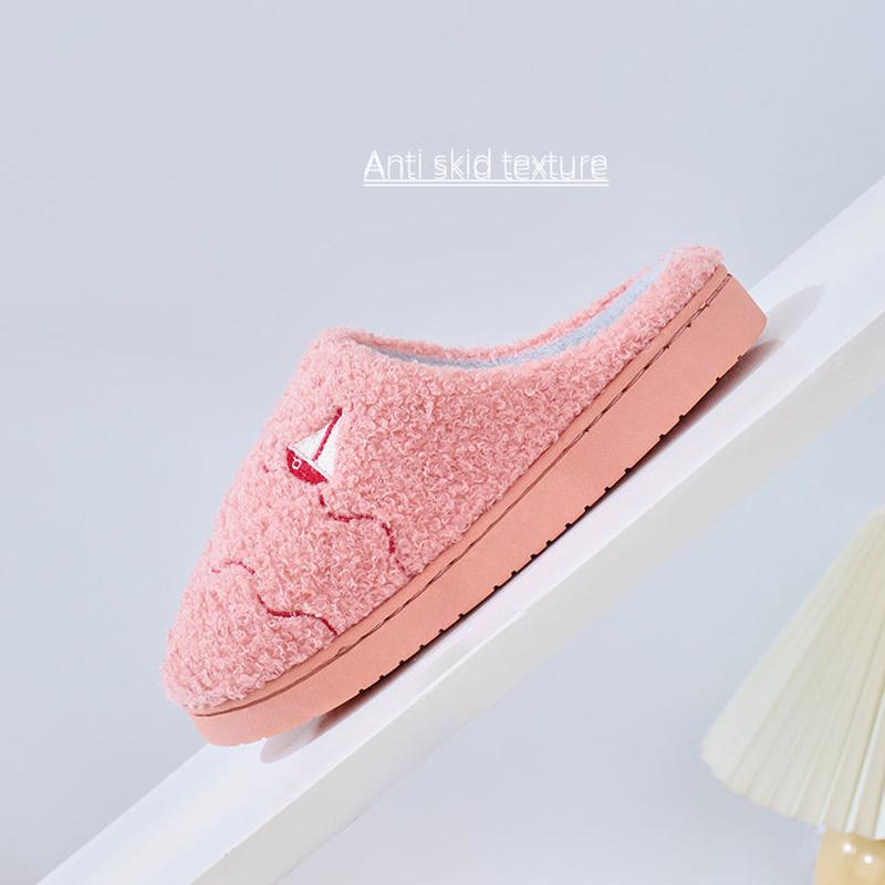 Winter Slippers Couple Cotton Shoes Flat Non Slip Home Indoor Women Slippers Thick Fleece Warm Men Slides