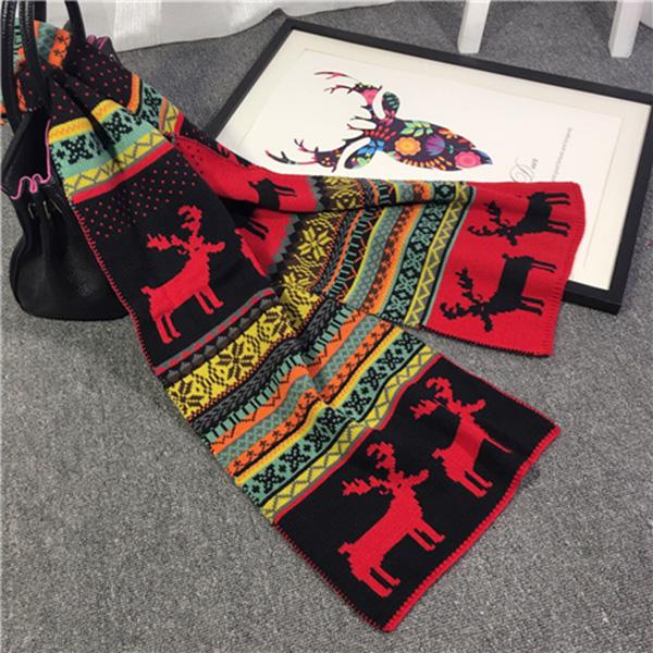 birthday present Winter warm Christmas gift Christmas dress up scarf Woman elk pattern Long scarf