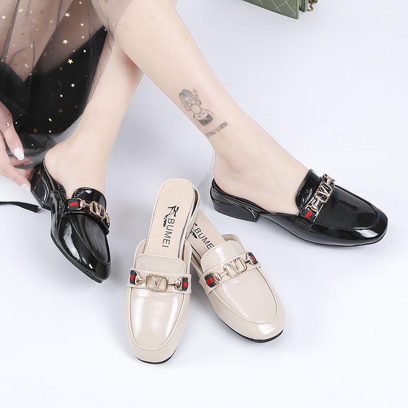 Plus Size 35-40 Women All-match Shiny PU Leather Slippers Outdoor Diamond High Heels Bohemian Beach Wear-resistant Non-slip Sandals