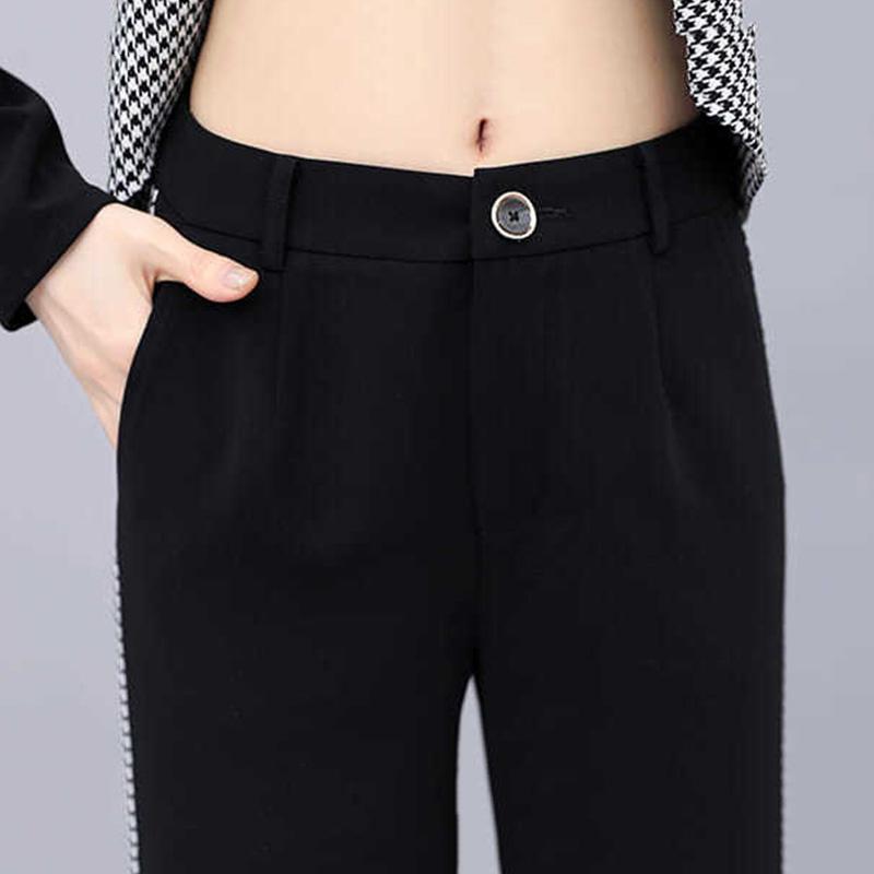 Black Spring and Autumn Suit Fitting Temperament Wide Leg Pants Casual Two-piece Round Neck Long Sleeve Shirt + Loose Wide Leg Pants