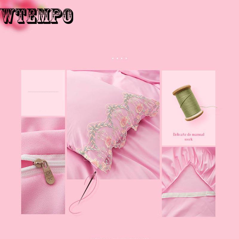 Princess Style Duvet Cover Set Cotton Bedding Sets Girls Cute Lace Bed Skirt Bedding Sets