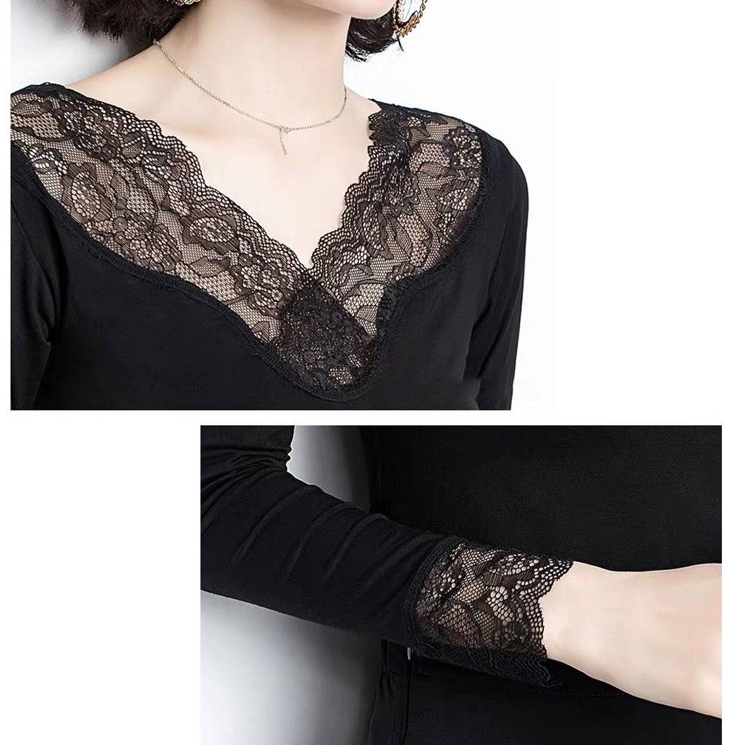 Round Neck Joker Slim Fit Slim with Solid Color Mesh Backing Shirt Women's T-shirt Thicken