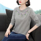 Women Long-sleeved Shirt Garland Print Shirt Casual Loose Pullover Boutique Cotton T-shirt Summer