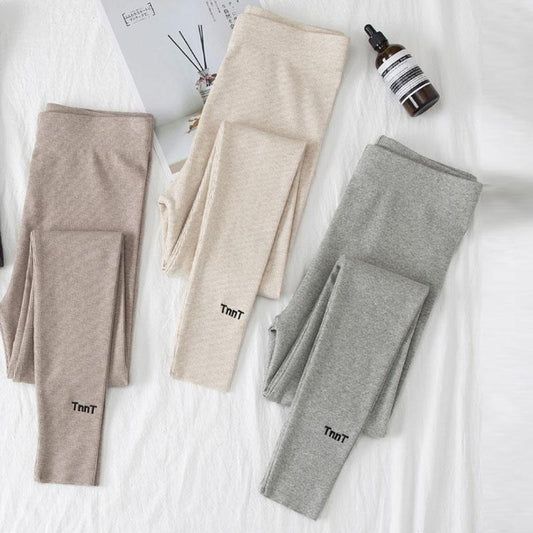 Girls' Leggings Spring and Autumn Outer Wear High-waist Threaded Trousers Stretch Pants Casual Pants