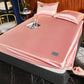 Summer Skin-friendly Ice Silk Mat Bed Sheet Three-piece Protective Cover for Machine Washable Embroidered Bedding
