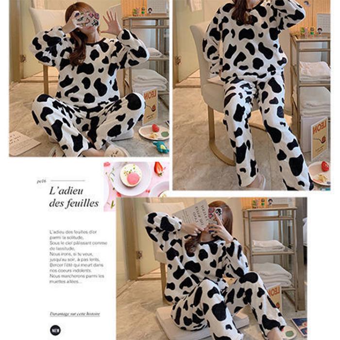 Women's Autumn and Winter Coral Velvet Thick Pajamas Flannel Plus Velvet Outer Wear Home Service Suit