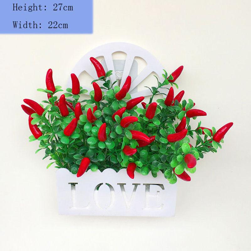 Simulation Pepper Set Basket Plastic Fence Living Room Wall Hanging Fake Flower Rack Home Wall Decoration Pendant