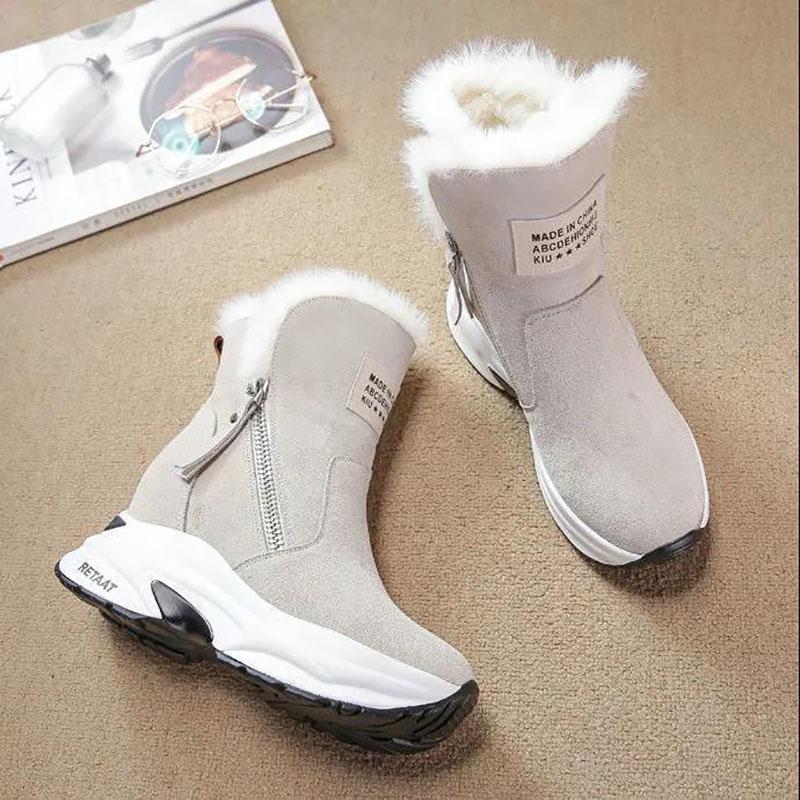 Thick-soled Snow Boots Women's Winter All-match Inner Heightening Women's Shoes Plus Velvet Martin Boots Warm Boots