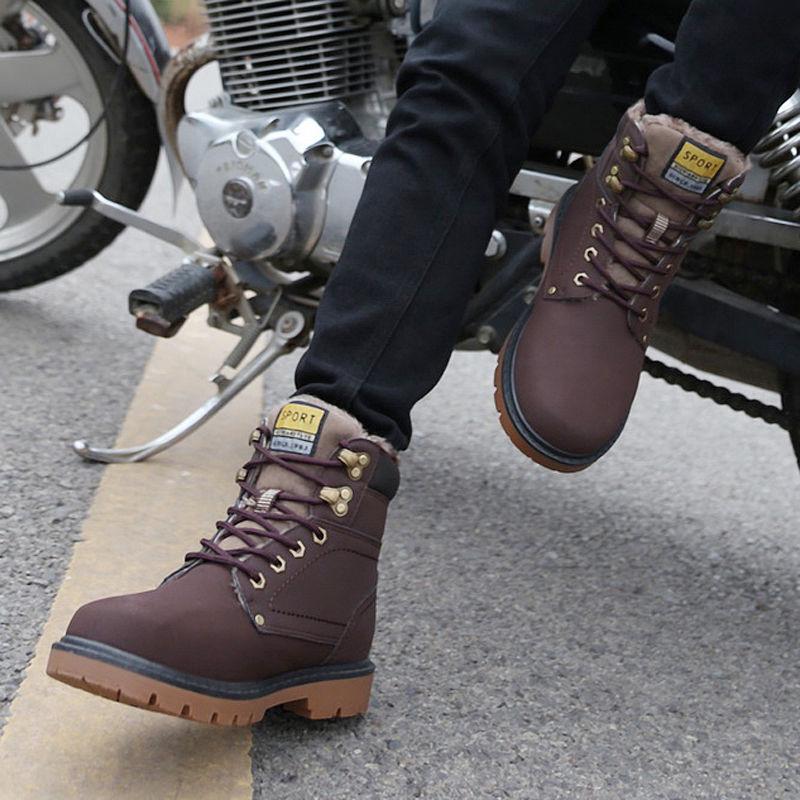 Men's Winter Leather Men Waterproof Snow Boots Leisure Boots Retro Shoes for Men Big Size 39-46