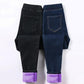 Arctic Velvet Elastic Waist Jeans Women Plus Velvet Thickened High Waist Korean Students Are Thin and Small Feet Pencil Winter Women's Pants