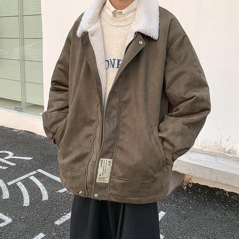Men's Cotton Winter Thicker Loose Trend Cotton Clothes Korean Student Lamb Wool Solid Color Casual Jacket