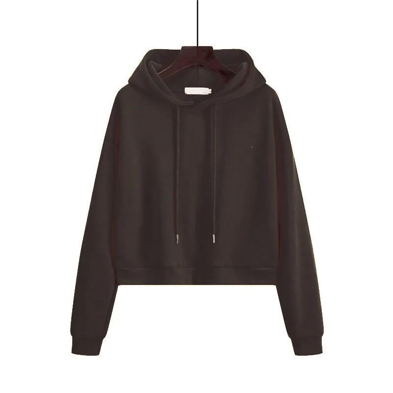 Women Hoodies Autumn Winter Long Sleeve Pullover Sweatshirt Solid Plus Size Loose Casual Cropped Tops