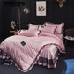 4Pcs White Color Stain Luxury Bedding Set King Queen Size Bed Set Silk Cotton Duvet Cover Bed