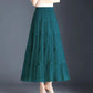 Three-layer Large Swing Mesh Skirt Women's Spring and Summer A-line Pleated Cake Skirt Lace Edge Drape Long Skirt Solid Color Gauze Skirt