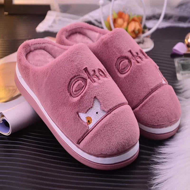 Winter Home Warm Indoor Cotton Slippers Couple Thick Non-slip Slippers