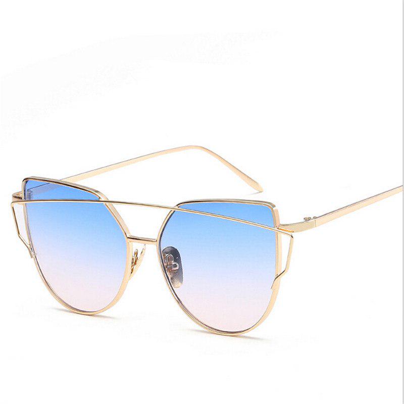 WTEMPO Double Beam Metal Cat Eye Sunglasses Women Oval Colorful Lady Sunglasses 2019 Oval Frame Vint