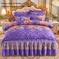 Crystal Velvet Bed Skirt Bed Sheet and Pillowcase Four-piece Thickening and Cotton Bedding Set Court Style