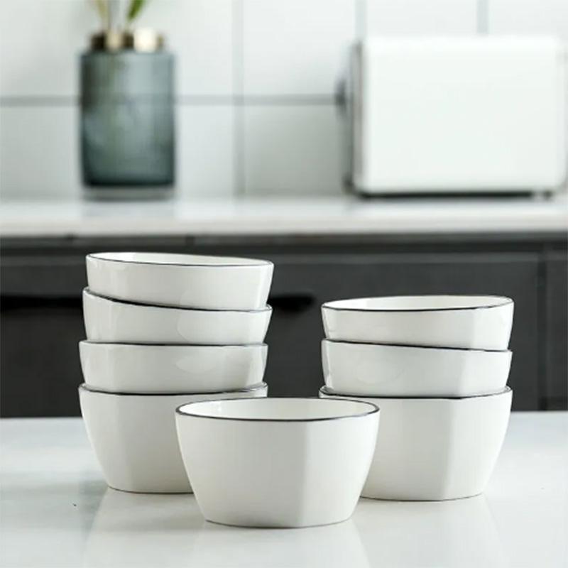 Ceramic Rice Bowl Soup Bowl Big Bowl Instant Noodle Bowl Small Bowl Chopsticks A Set of Bowls Large Household High-value Bowl Wholesale Tableware