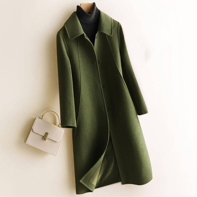 Woolen Coat 2019 Winter Clothes Women Long Coat Cashmere Coat Fashion Double-breasted Jacket Blend