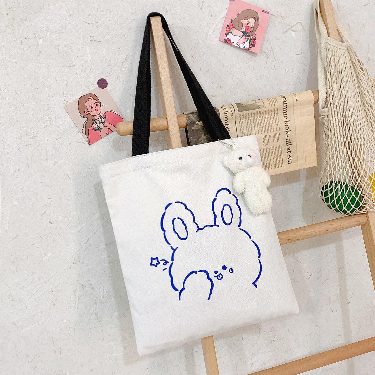 Bag Female Cute Girl Heart Large Capacity Wild Korean Student One-shoulder Portable Canvas Bag