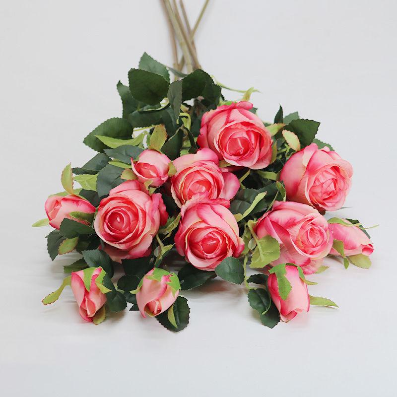 Artificial Rose Plastic Artificial Flower Home Living Room Retro Bouquet Set Bulgarian Rose Flower Arrangement Decoration