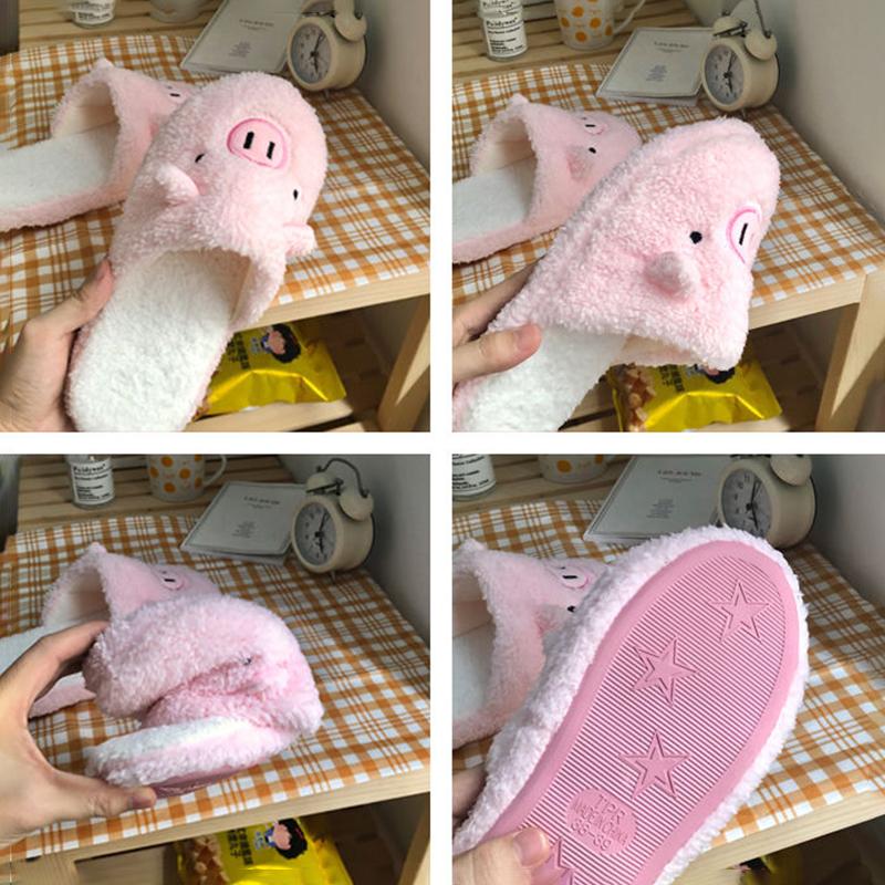 Cotton Slippers Female Cute Piggy Slippers Female Winter Plush Warm Home Baotou Slippers Soft and Breathable Comfortable