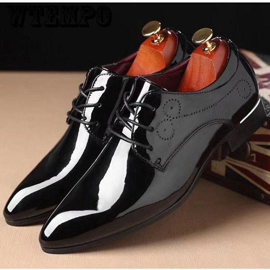 Fashion bright face British wind point scalp shoes business casual shoes men's large size shoes