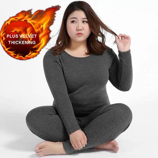 Add Fertilizer To Increase Thermal Underwear Ladies Pajamas Plus Velvet Thick Fat Plus Size Autumn Clothes Long Pants