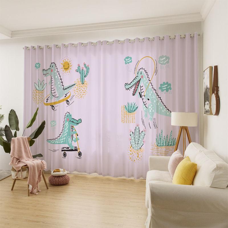 Children Cartoon Curtains Bedroom Kindergarten Blackout Curtains Creative Printing Curtains (150×270cm)