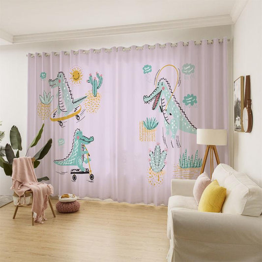 Children Cartoon Curtains Bedroom Kindergarten Blackout Curtains Creative Printing Curtains (150×270cm)