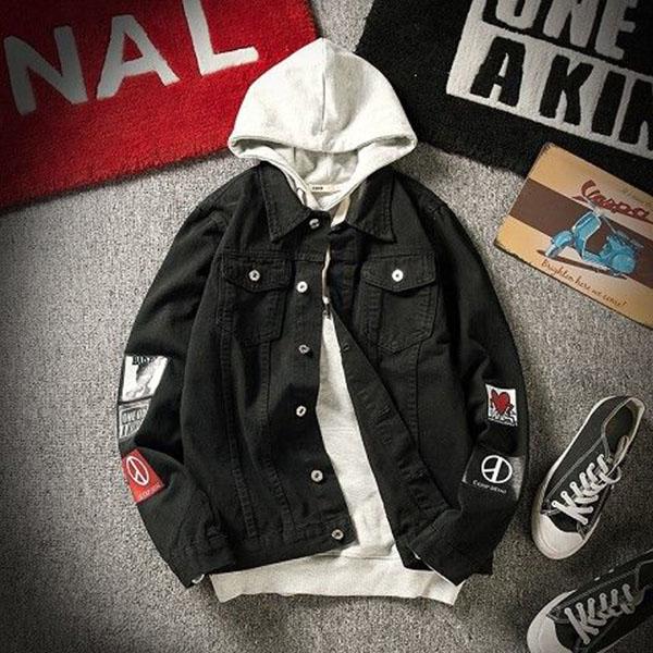 Teen Couple Jacket Jacket Plus Size Loose Jacket Men Clothing Spring and Autumn Hole Denim