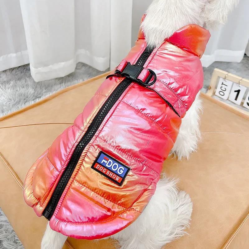 Pet Clothing Dog Clothes Rainbow Gradient Color Vest Puppy Teddy Winter Thick Cotton Clothes Cat Waterproof Sweater Jacket Zipper Coats for Large Dog