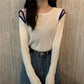 Autumn Loose Knit Sweater Women's Student Off-shoulder Long-sleeved Sweater White Bottoming Clothes