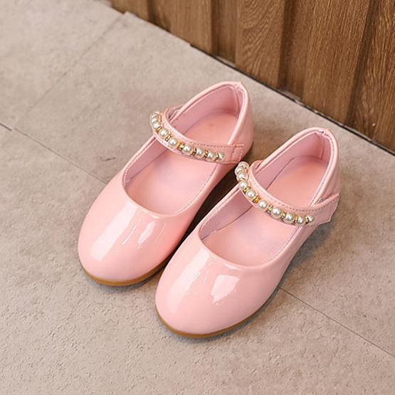 Girl's Soft Soled beads Decoration Breathable Single Shoes Girls' Non Slip Solid Color Princess Shoes