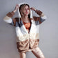 Women's Autumn and Winter Plush Warm Loose Hooded Jacket Plus Velvet Thick Women Multicolor Coat Girls Stripe Sleep Wear Big Size Plus Size S-5XL