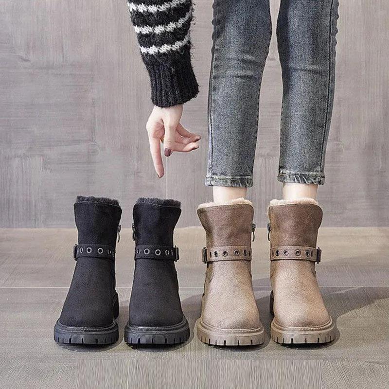 Snow Boots Women's Winter Short Tube and Velvet Non-slip Warm Cotton Shoes All-match Student Tide Martin Boots