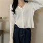 Early Autumn V-neck Sweater Long-sleeved Cardigan Sweater Small Coat All-match Female Gentle Wind Ladies Slim Pure Color Simple Top