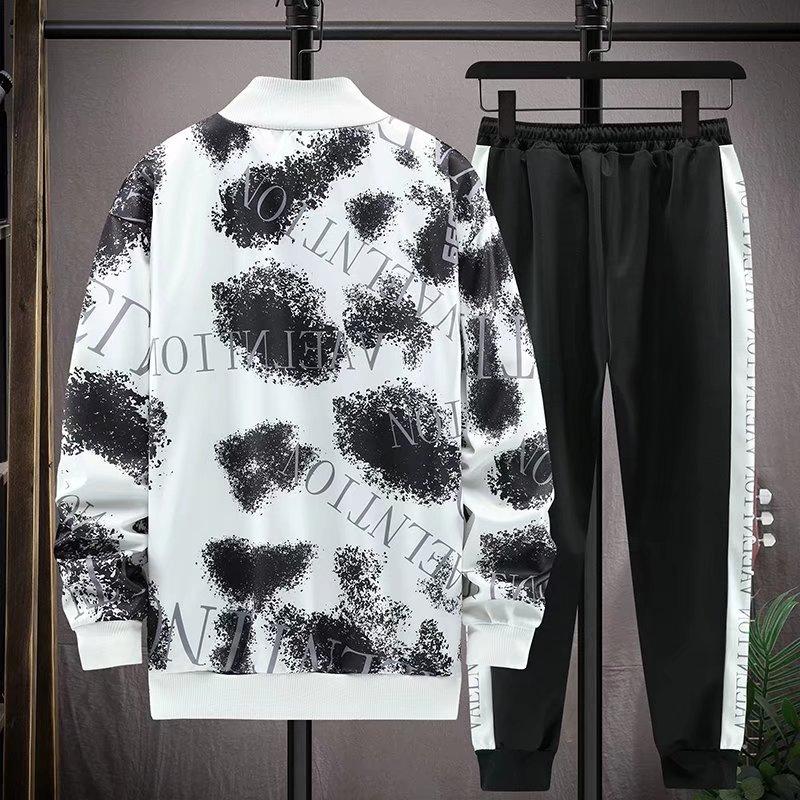Spring and Autumn Coat Suit Men's Korean Version Loose Collar Jacket Leggings Trousers Sports and Leisure Two-piece Baseball Uniform