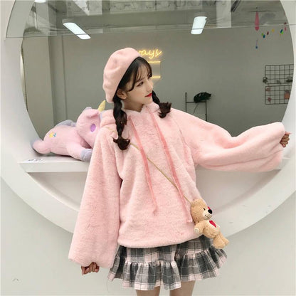 Hood Top Autumn Winter Sweatshirt Cotton Women's Sweatshirt Wild Large Size Long Sleeve Warm