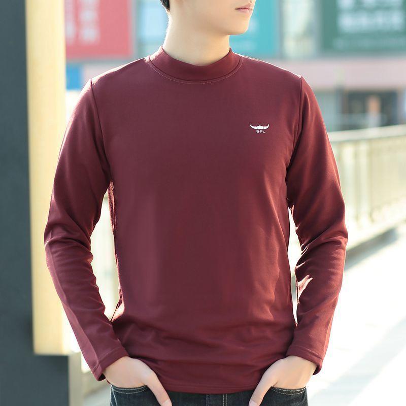 Men's Long-sleeved Half-zip Stand-up Collar Solid Color T-shirt Sports Bottoming Shirt Keeps Warm and Comfortable In Winter