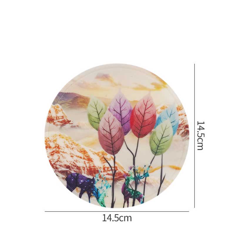 4pc PVC Rubber Coaster Anti-scalding Table Mat Kitchen Pot Mat Round Bowl Mat Dish Mat Non-slip