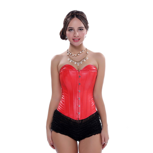 High Quality Front Zipper Leather Gothic Corselet Clubwear Costume Dancerwear Clothing Waist Trainer