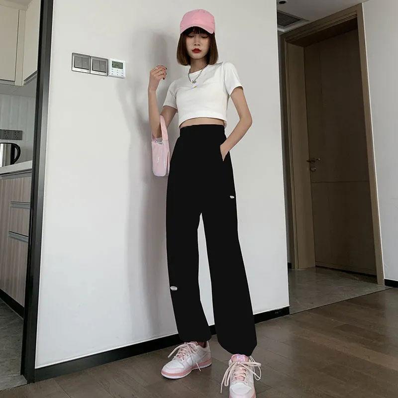 Women's Ice Silk Sweatpants Spring Summer Loose High Waist Drape Casual Pants Legging Pants Anti-mosquito Wide Leg Pants S~XXXXL Large Size Pants