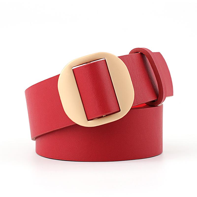 Ladies Belt Pu Leather Wide Belt Nonporous Solid Color Bright Colors